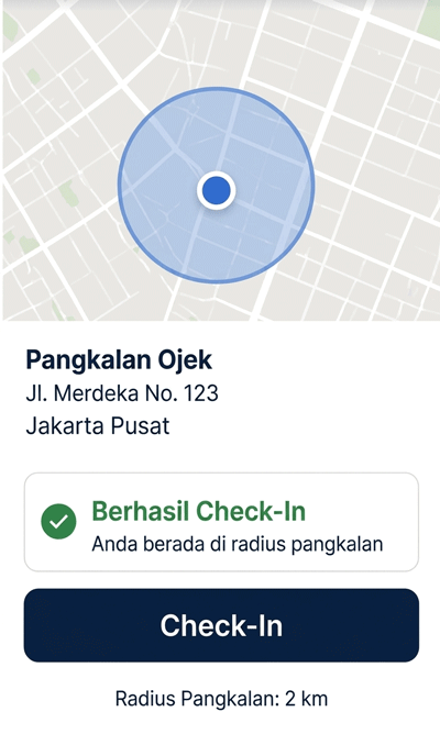 Mockup Driver Check-In di Pangkalan