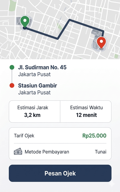 Mockup Penumpang Pesan Ojek